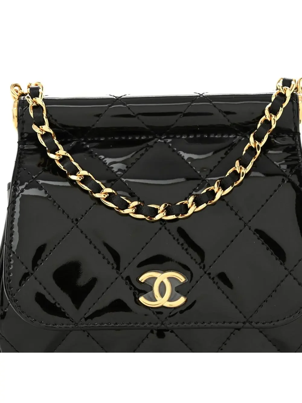 Chanel Patent Quilted Frame Clutch Flap #321617C19B
